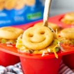 Mini Shepherd's Pie cups topped with McCain Smiles mashed potatoes instead of traditional