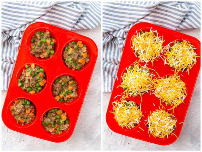 Shepherd's Pie made in muffin tins