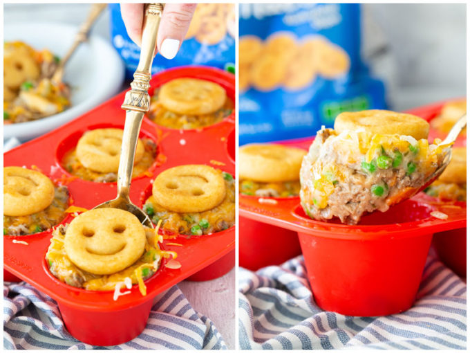 Shepherd's Pie individual cups made in a silicone muffin tin