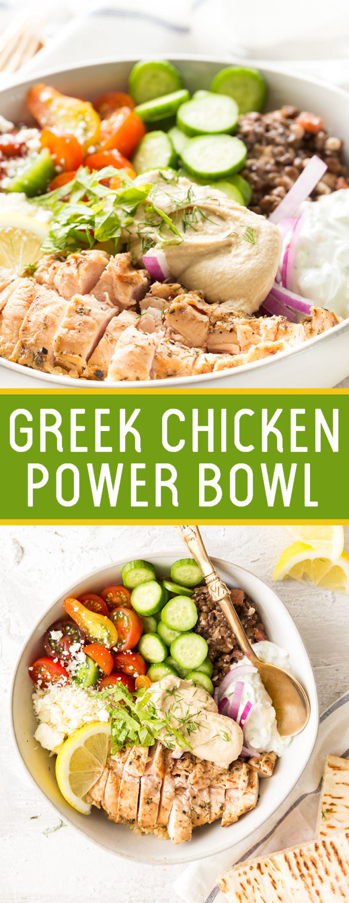 Greek chicken power bowl is full of nutritious and delicious flavors, and totally delicious. 