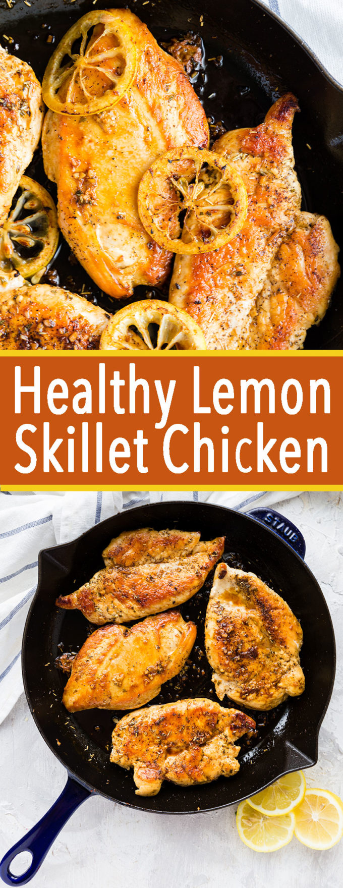 Healthy lemon skillet chicken, a delicious and easy chicken meal the whole family will love. 
