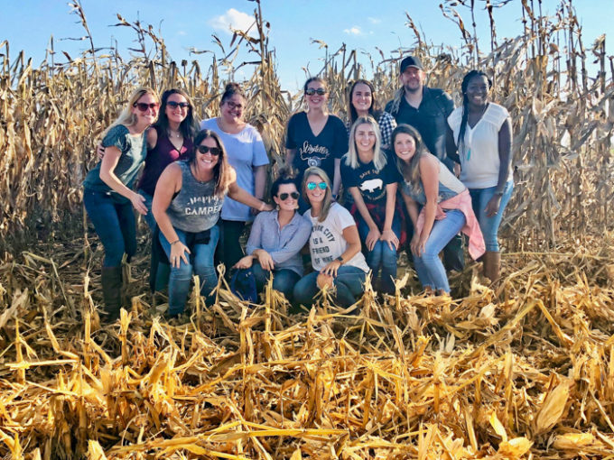 A bunch of bloggers in an Iowa Corn Field