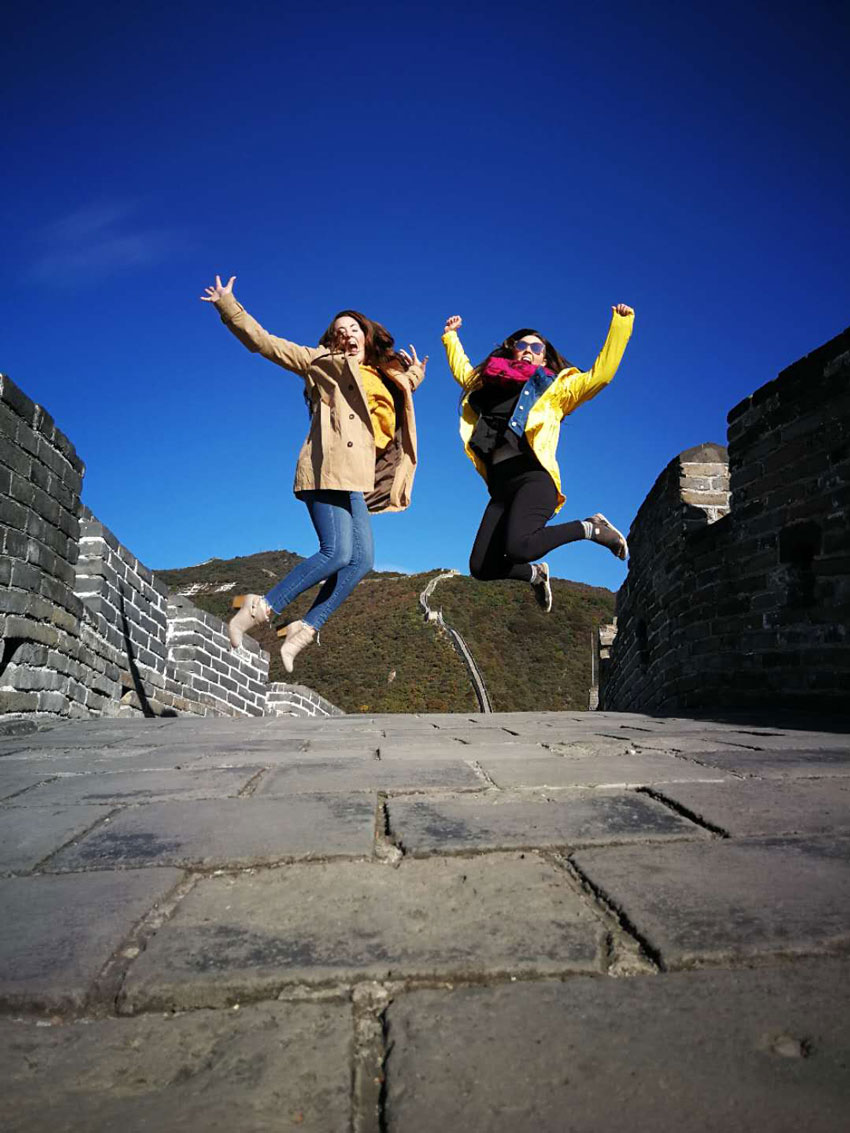 Jumping for Joy at the Great Wall of China