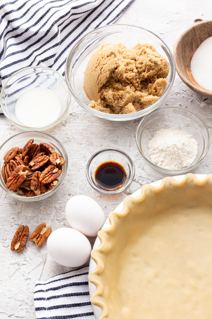 Ingredients for a pecan pie