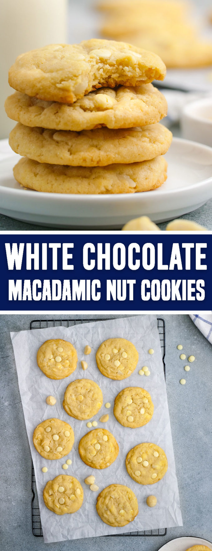 The ultimate white chocolate macadamia nut cookies with crisp outside and chewy interior. 