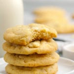 White chocolate macadamia cookies baked to crispy, chewy perfection