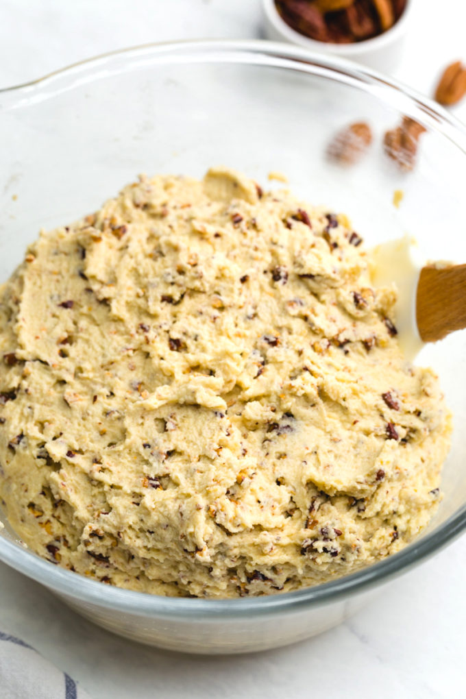 Pecan Sandies dough, loaded with pecan chips