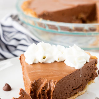 Chocolate pie, with a nice fork full of pie