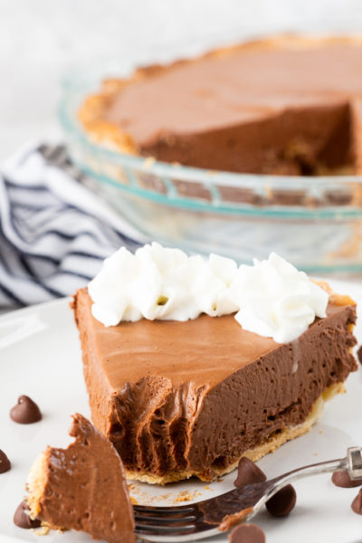 Chocolate pie, with a nice fork full of pie