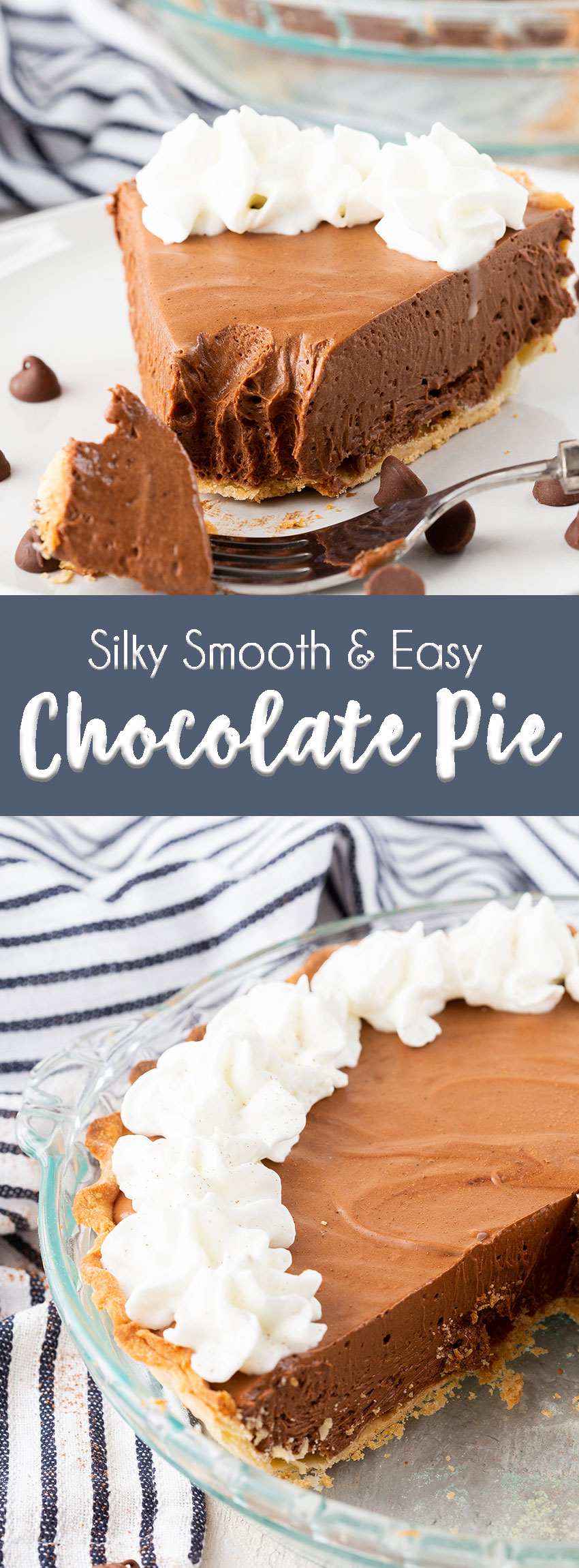 Chocolate Pie- a silky smooth and creamy chocolate pie