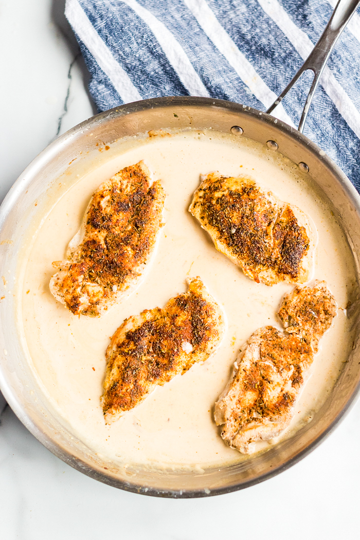 Making creamy lemon sauce for creamy lemon chicken and asparagus