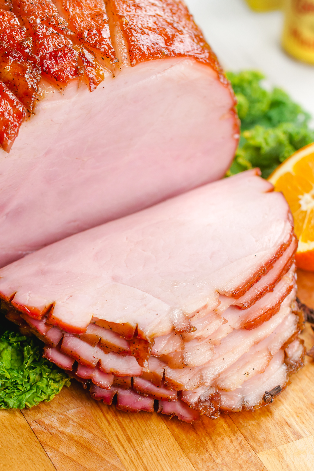 Slices of honey baked ham