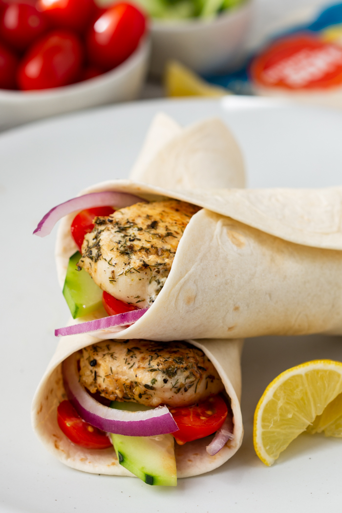 Greek Chicken Wraps, fully made