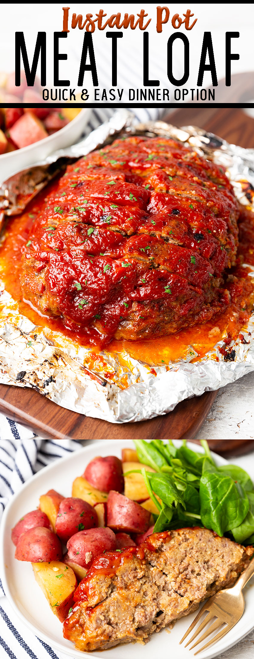 An amazing and easy instant pot meatloaf, made with delicious spices, and parmesan cheese, and topped with an amazing sauce. 