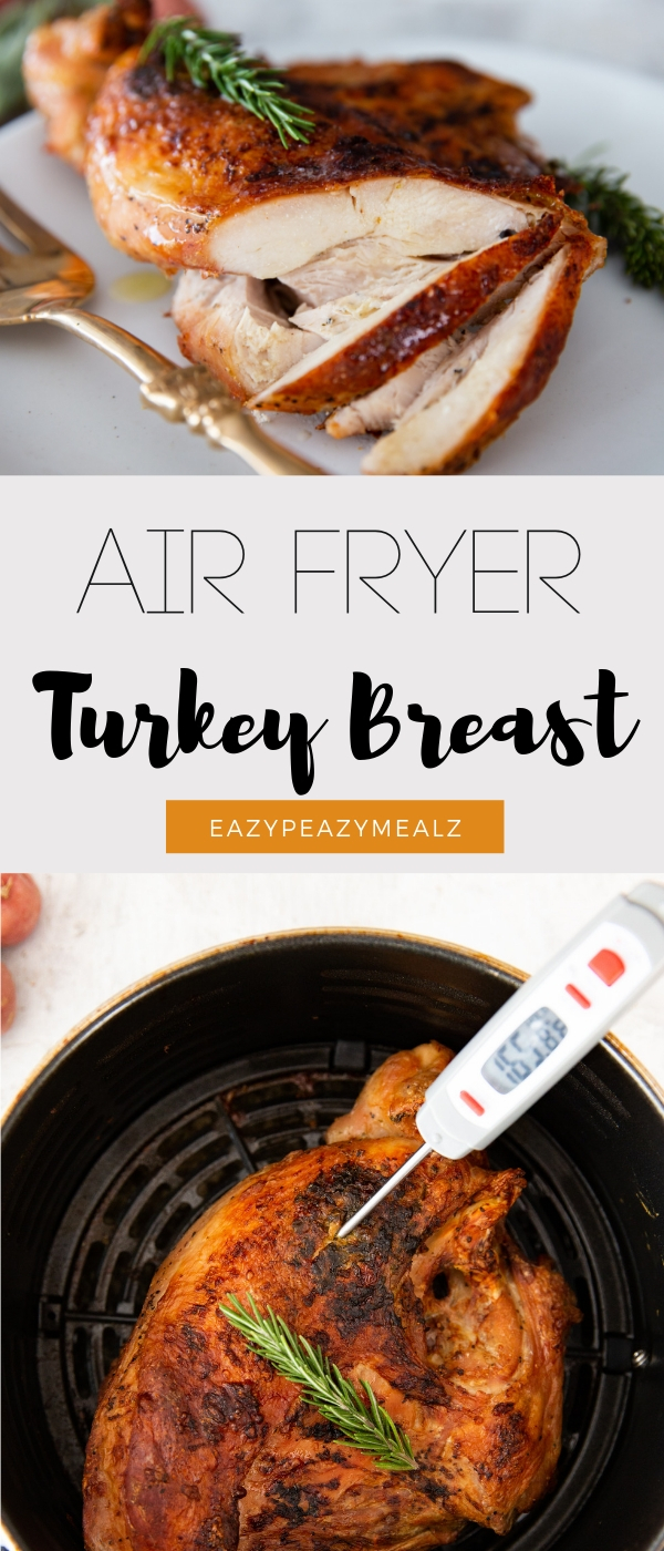 Air fryer turkey breast, the juiciest, easiest way to cook turkey, crispy skin, and no dry turkey! 