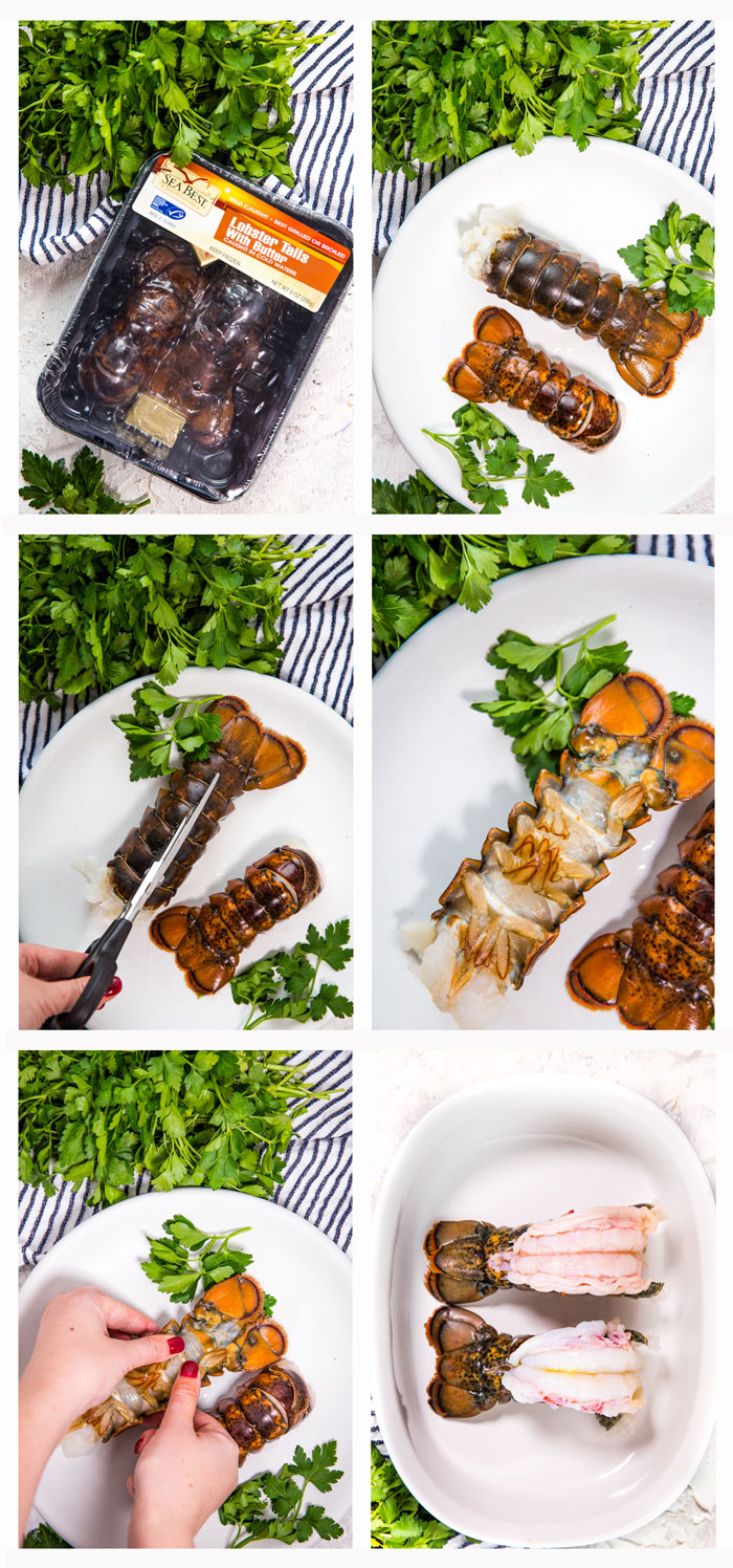 Step by step photos for how to butterfly lobster tail