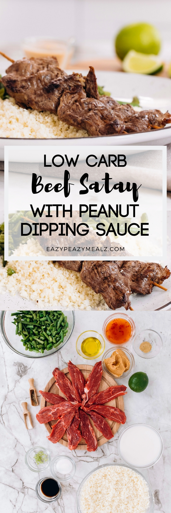 Low carb beef satay with peanut dipping sauce...the perfect keto meal.