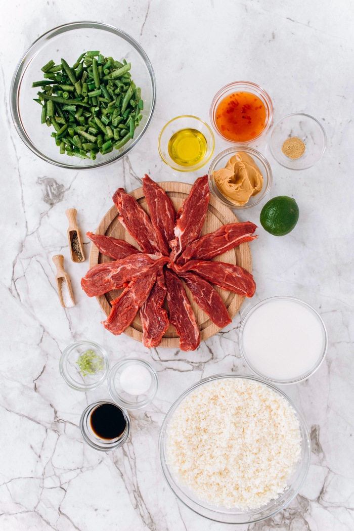 Ingredients for low carb beef satay