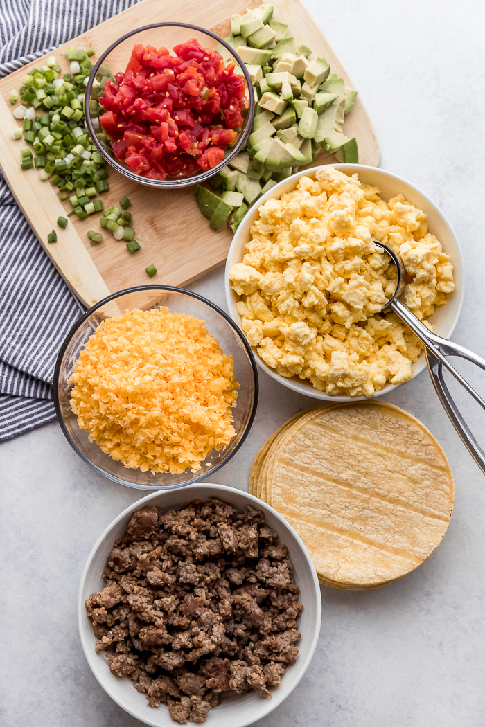 All the ingredients you need for breakfast taquitos