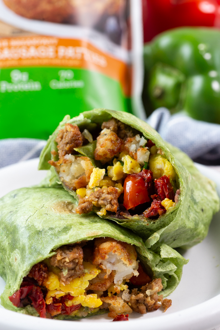 Veggie breakfast burrito with Morningstar Farms