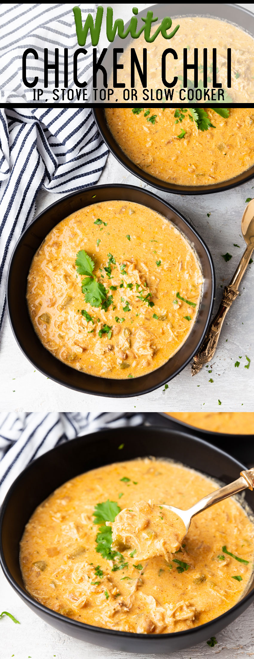 WHite chicken chili cooked in the instant pot