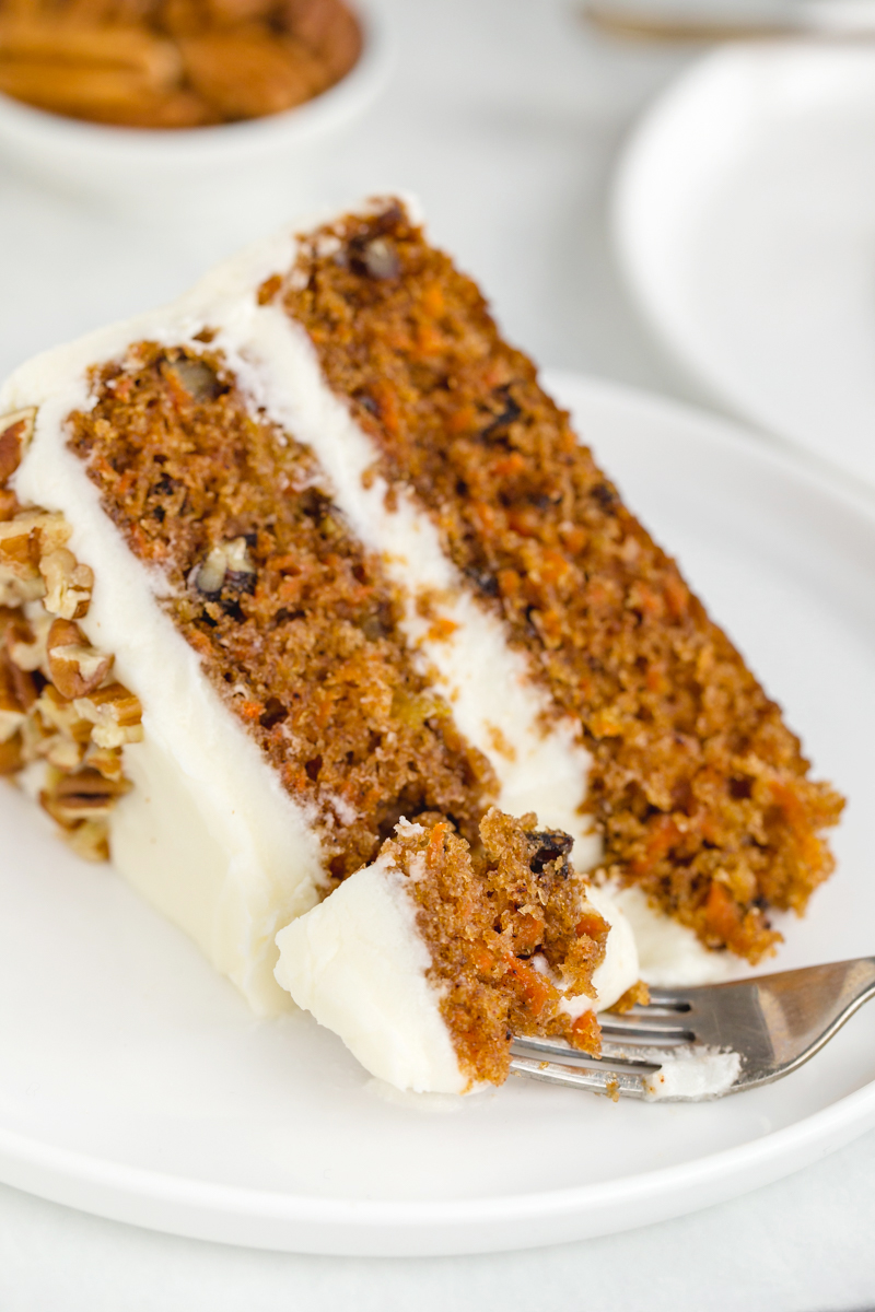 A big slice of carrot cake, with a fork