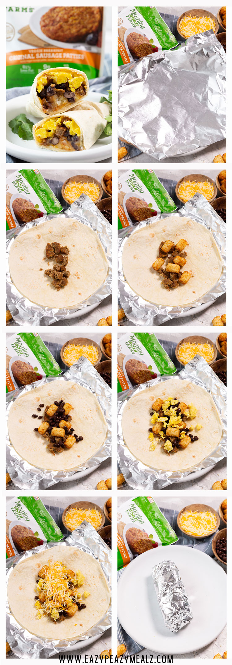 Classic breakfast burrito step by step