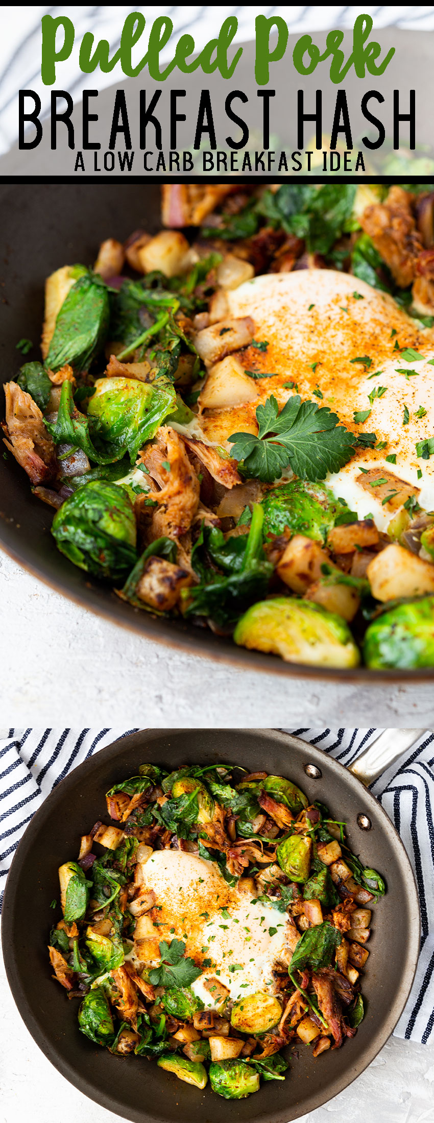 A breakfast hash made up of pulled pork