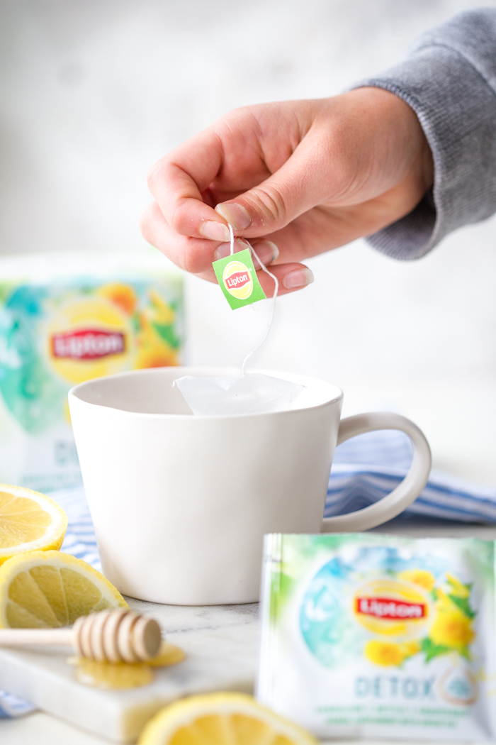 Place your tea bag into your white mug