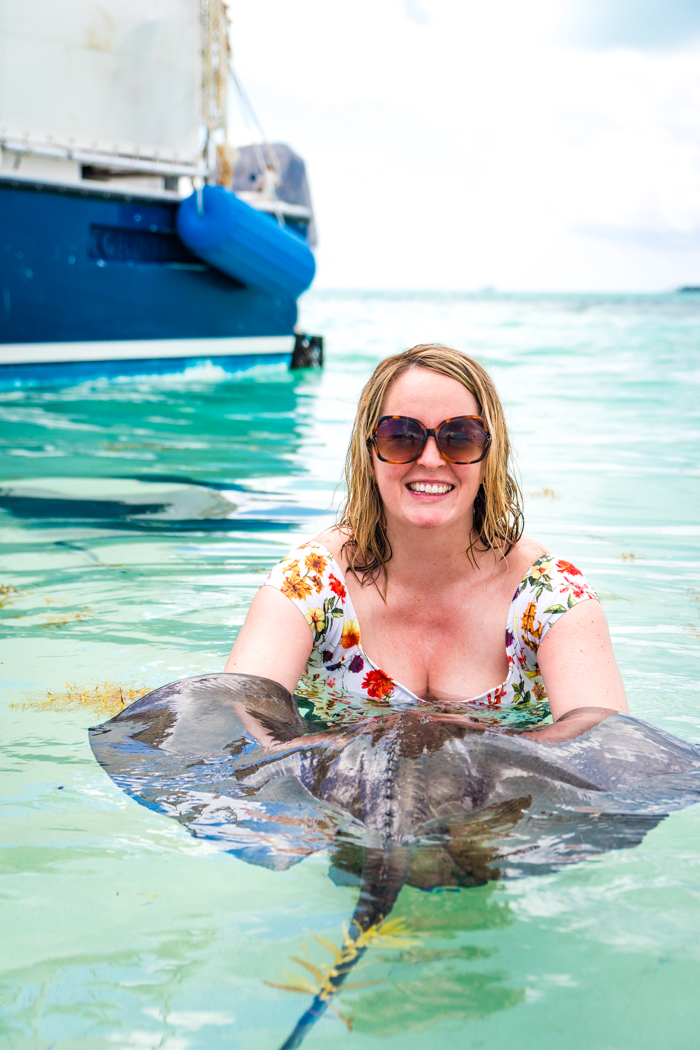 Hanging at the beach with sting rays on a Princess Cruise