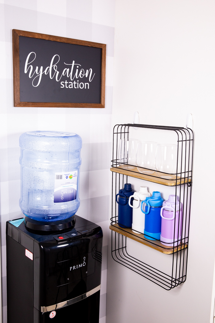 A close up of our hydration station