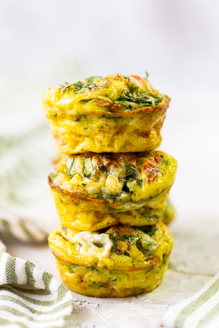 a stack of egg muffins with sun dried tomato