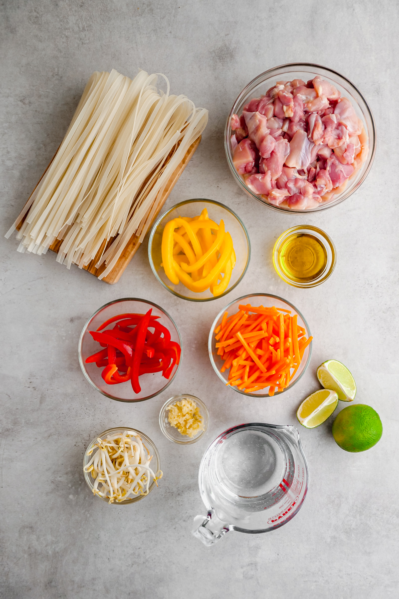 Ingredients needed for Pad Thai made in the instant pot