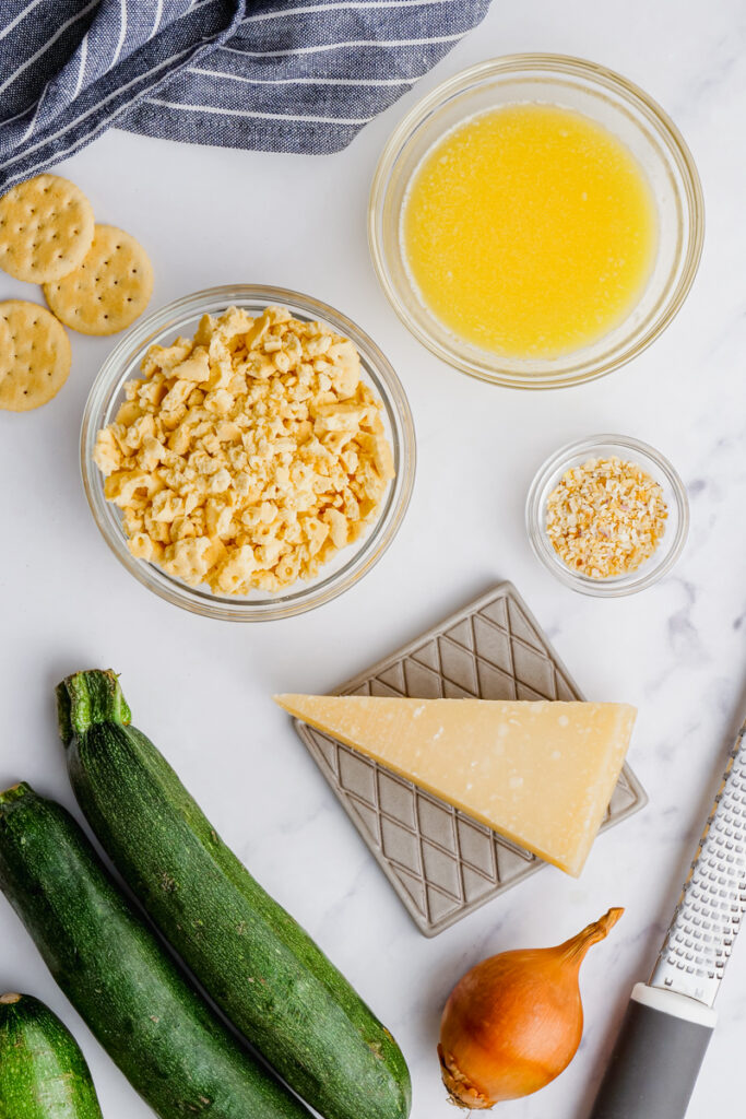 The ingredients needed to make zucchini casserole