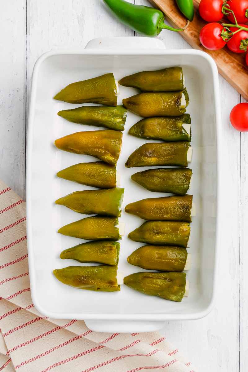 Baked chiles rellenos stuffed with cheese