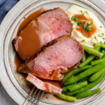 classic roast beef on a white plate