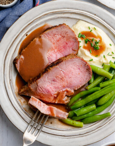 classic roast beef on a white plate