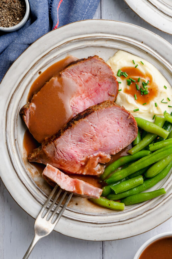 classic roast beef on a white plate