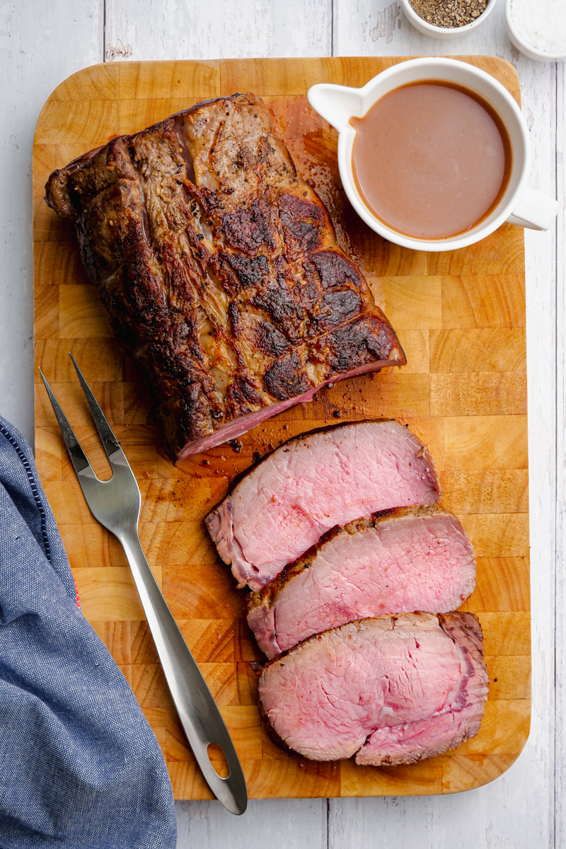 Slicing classic roast beef