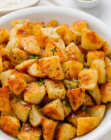 a plate full of crispy potatoes