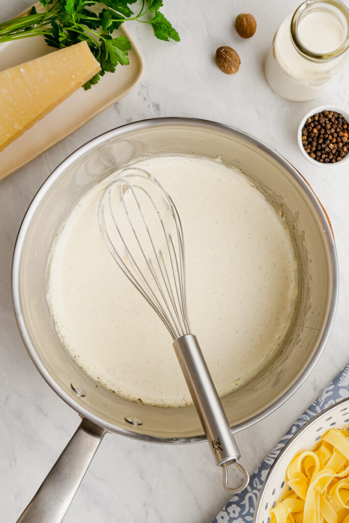 Making fettuccine alfredo