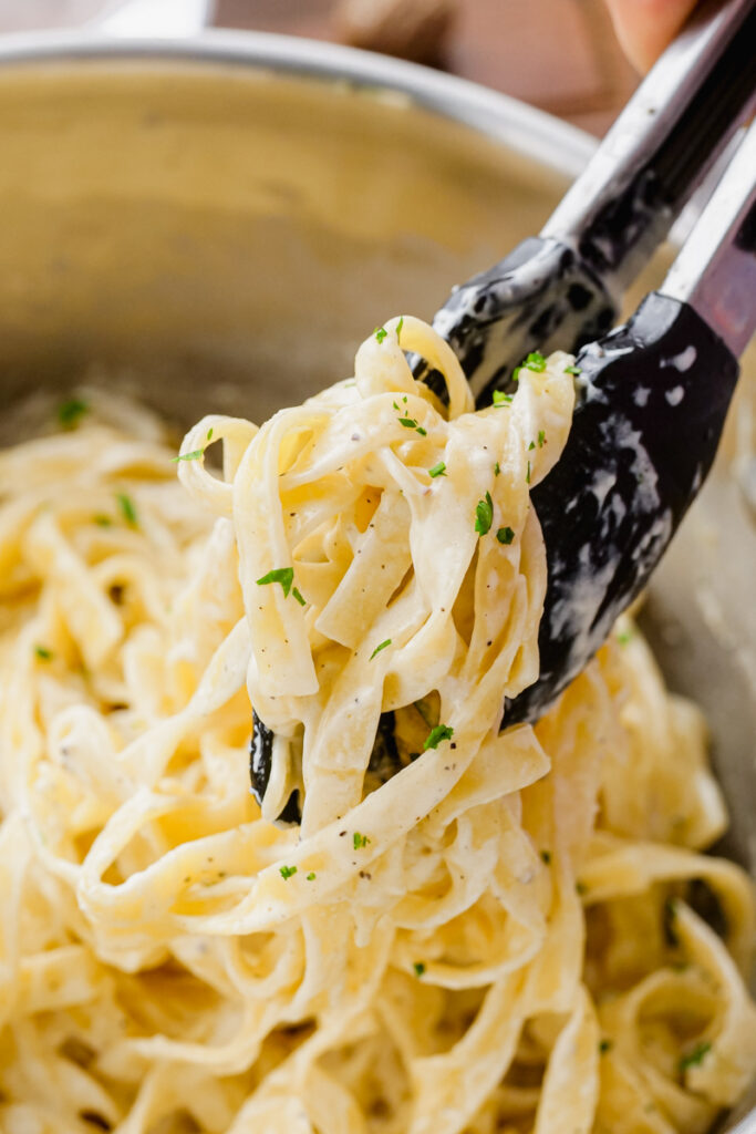 A bowl of fettuccine alfredo