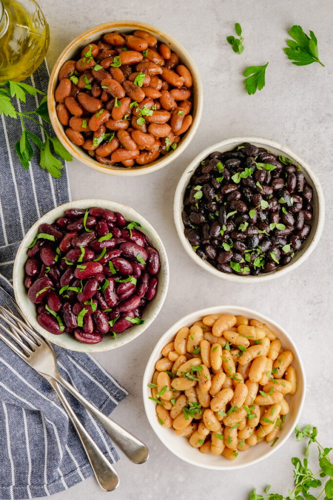 4 types of beans made in the instant pot