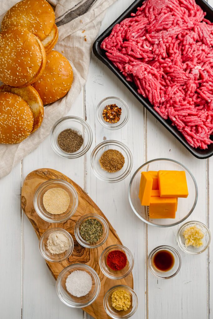 All the ingredients for Instant Pot Hamburgers