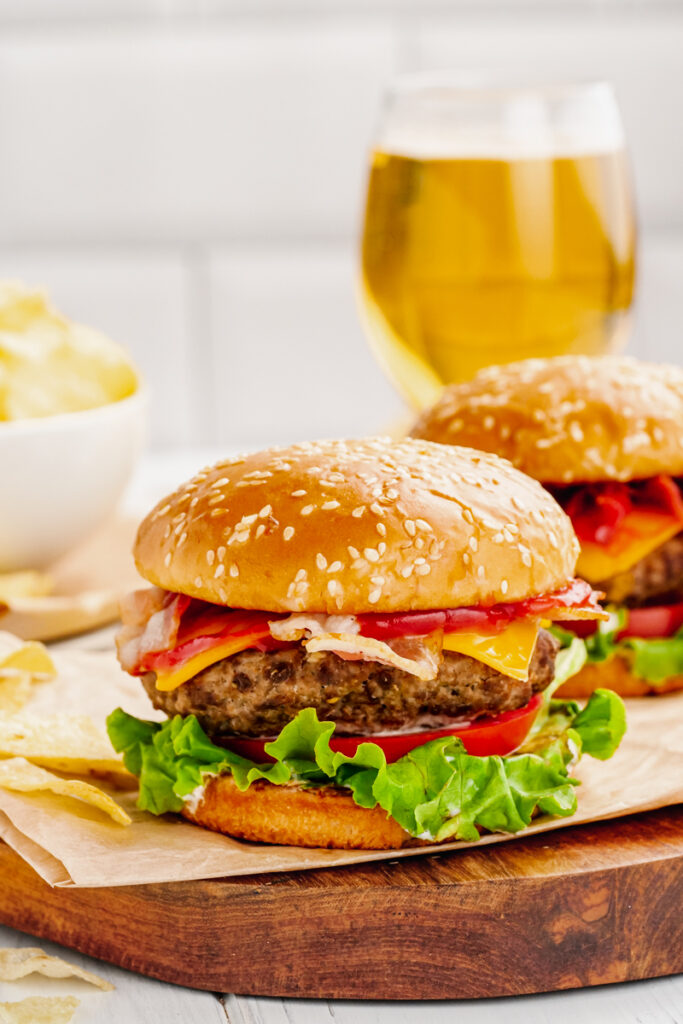 A hamburger cooked in the instant pot