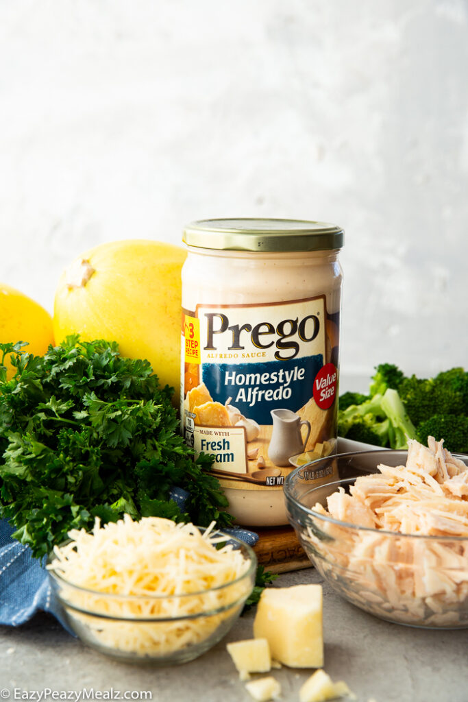 What you need to make broccoli chicken alfredo stuffed spaghetti squash