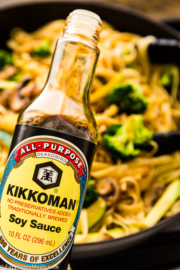Kikkoman soy sauce, making hibachi noodles