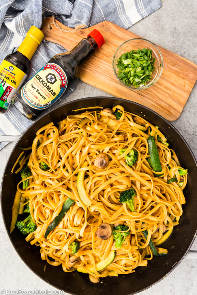 Hibachi noodles in a pan