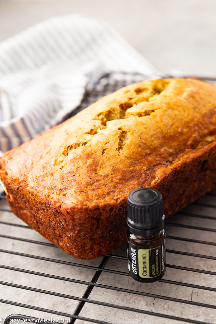 Letting banana bread cool on a cooling rack