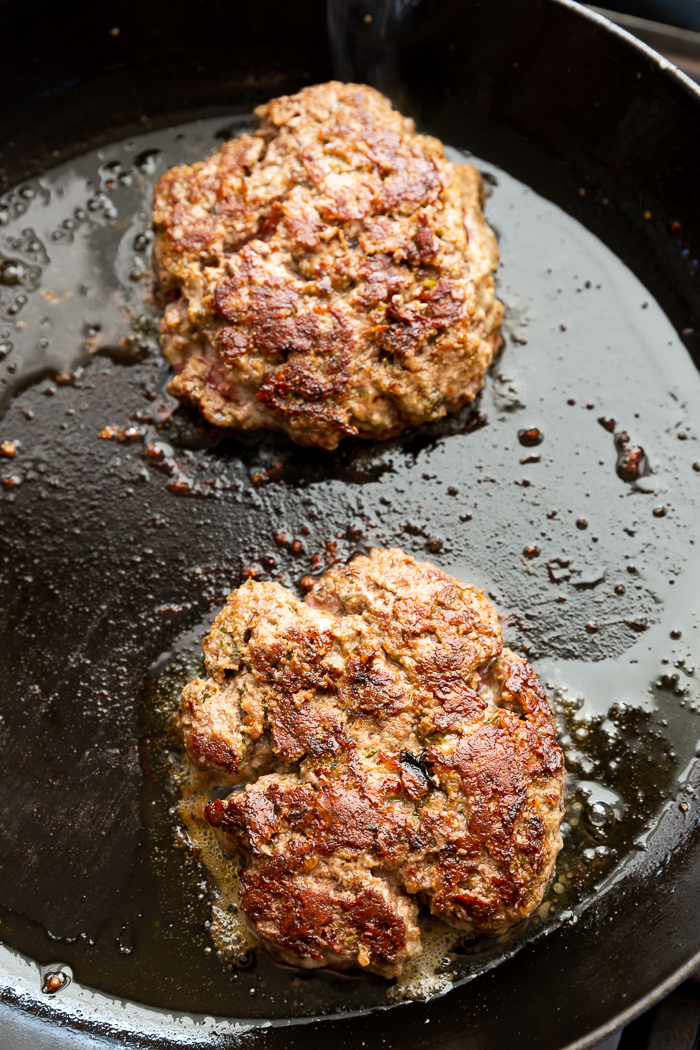 Cooking hamburger patties in cast iron